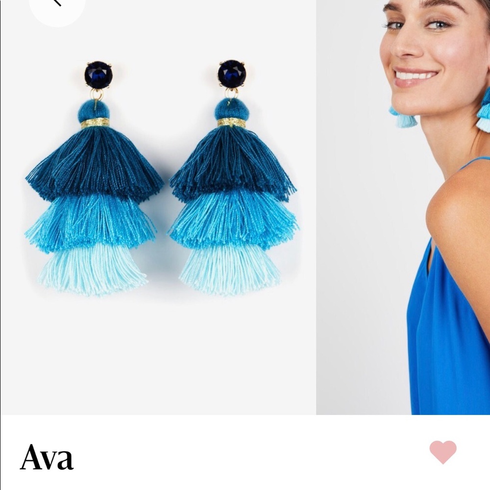 Large Blue Tassel Earrings